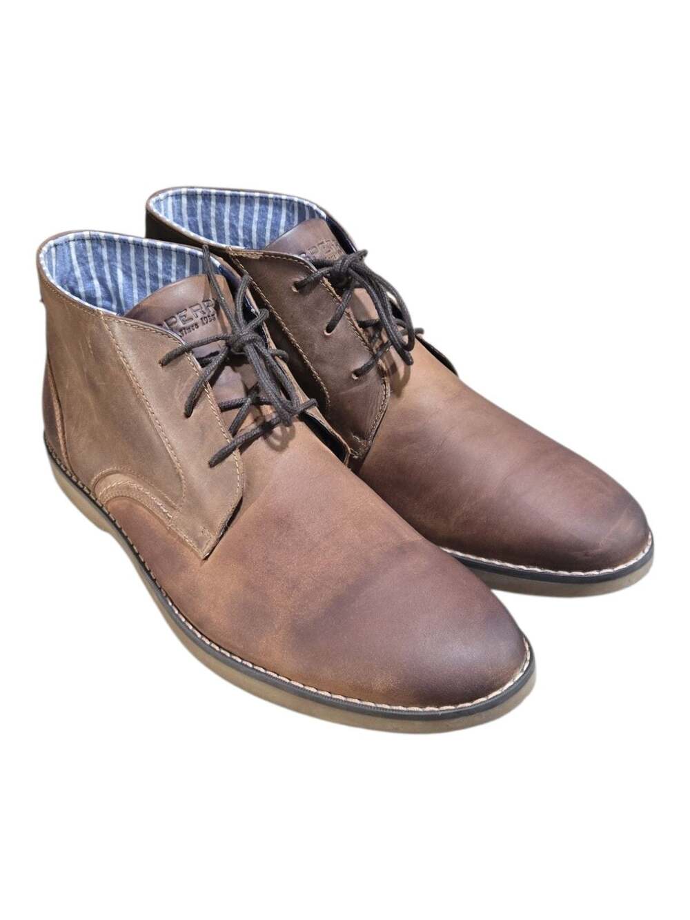 Sperry Newman Chukka Boots Brown Leather Lace-Up Boots Men's Size 12